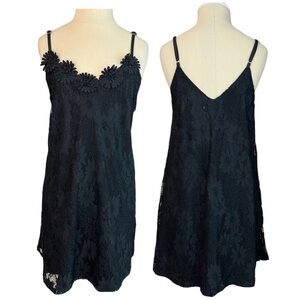 Loveriche Black Floral Appliqué Lace Womens Sexy Sleeveless Dress Size Small NWT